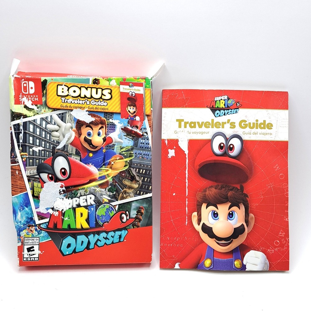 Super‎ Mario Odyssey Nintendo Switch OEM Box With Bonus Travelers Guide No Game